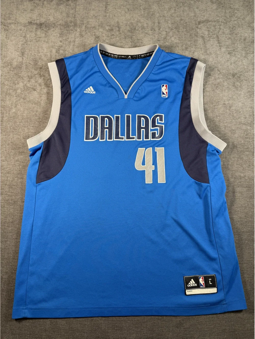 Adidas Dallas Mavericks Dirk Nowitzki #41 NBA Basketball Jersey Blue Large